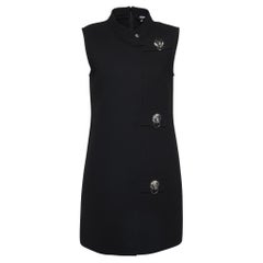 Versus Versace Black Crepe Logo Detail Sleeveless Mini Dress S