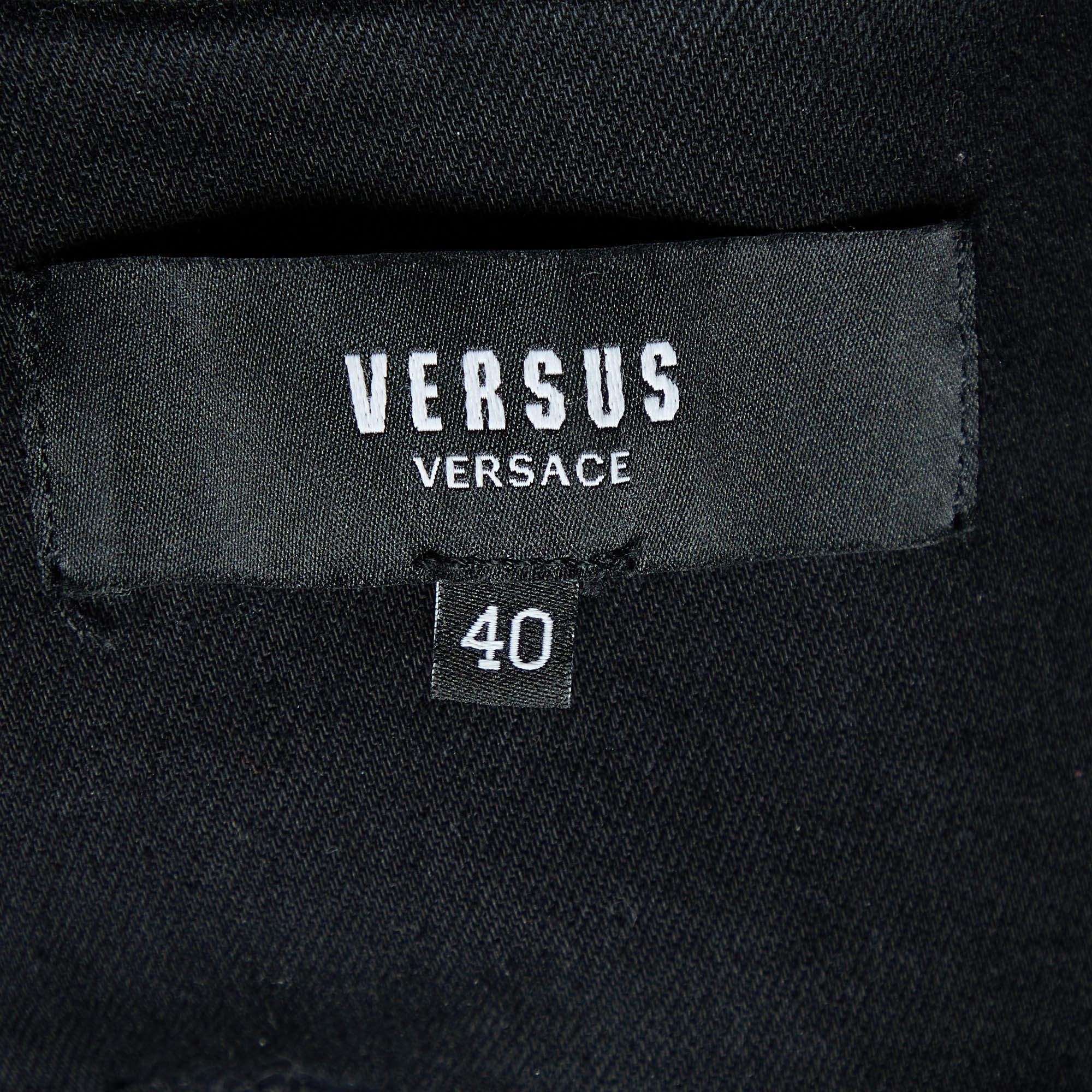 Versus Versace Black Denim Sequined Jacket S In Good Condition For Sale In Dubai, Al Qouz 2