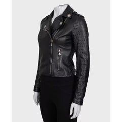 Veste en cuir noir Versus Versace - Taille 38/XS