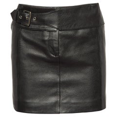 Versus Versace Black Leather Mini Skirt XS