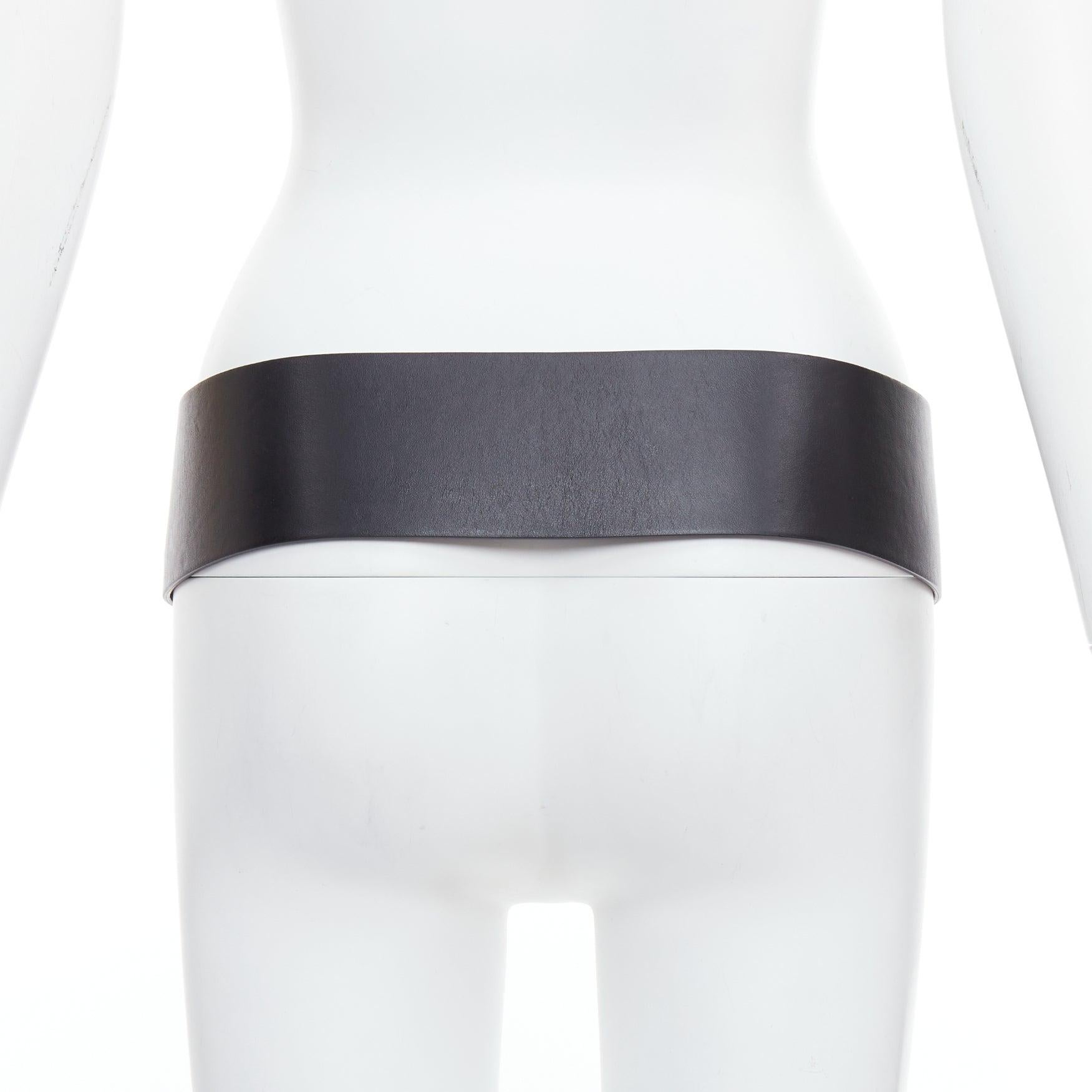Women's VERSUS VERSACE black leather silver grommet wide leather belt 34