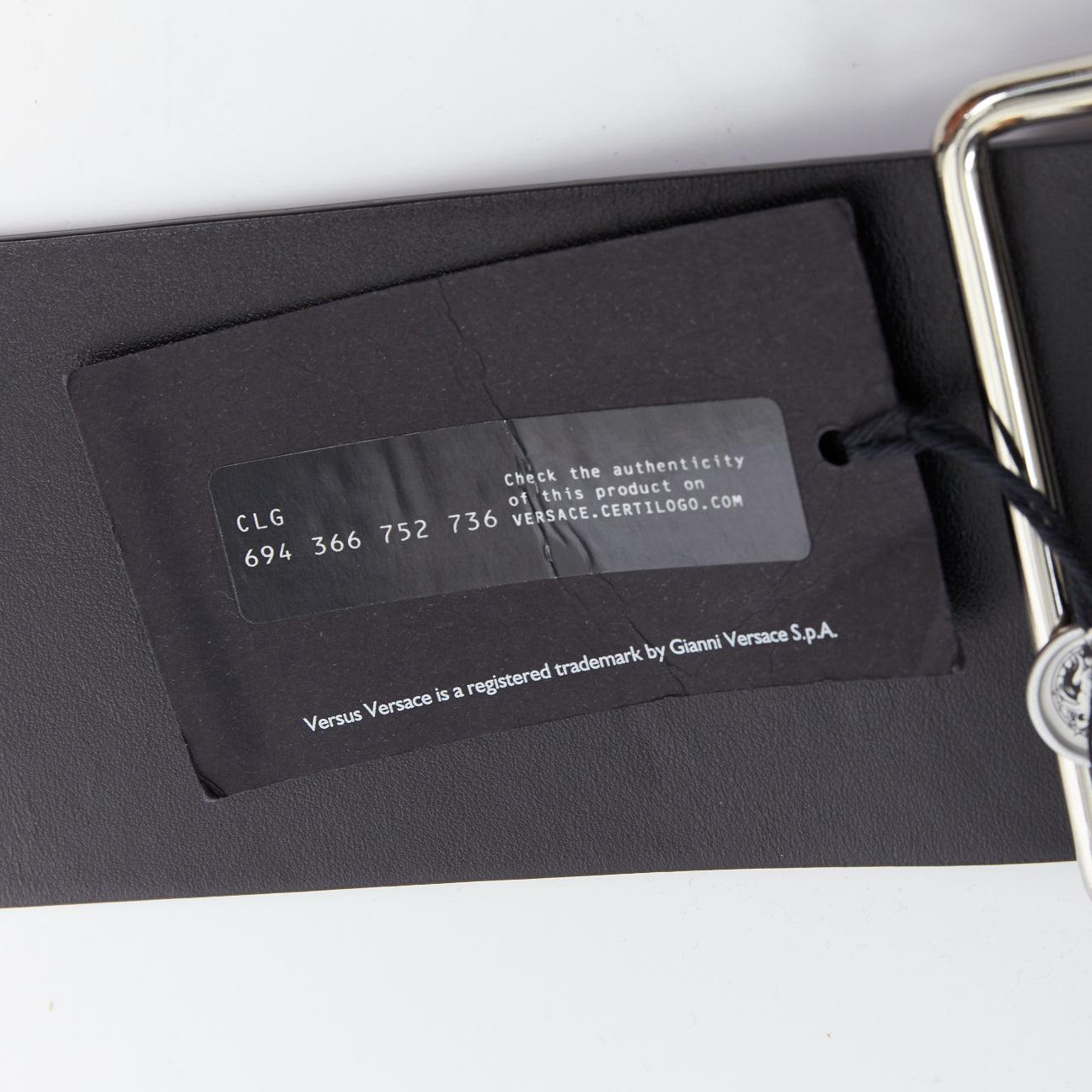 VERSUS VERSACE black leather silver grommet wide leather belt 34