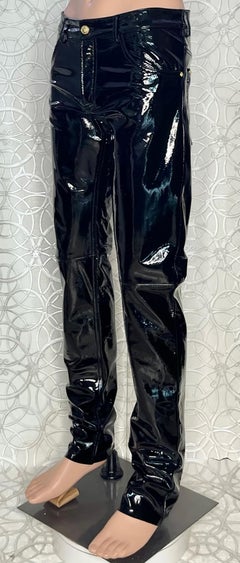 VERSUS VERSACE BLACK PATENT LEATHER PANTS for MEN Size 48 (M)