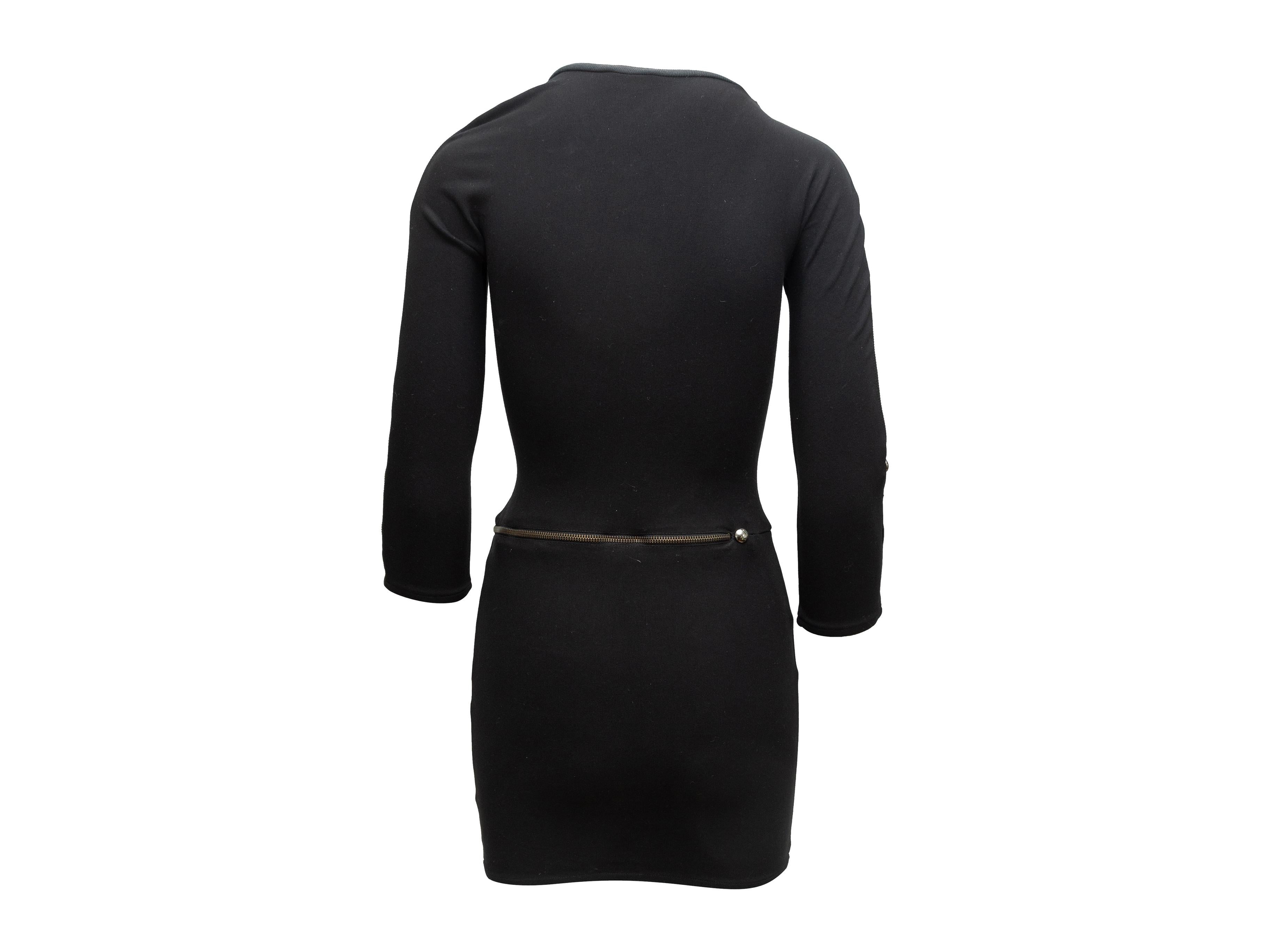 Versus Versace Black Zipper Mini Dress In Good Condition In New York, NY