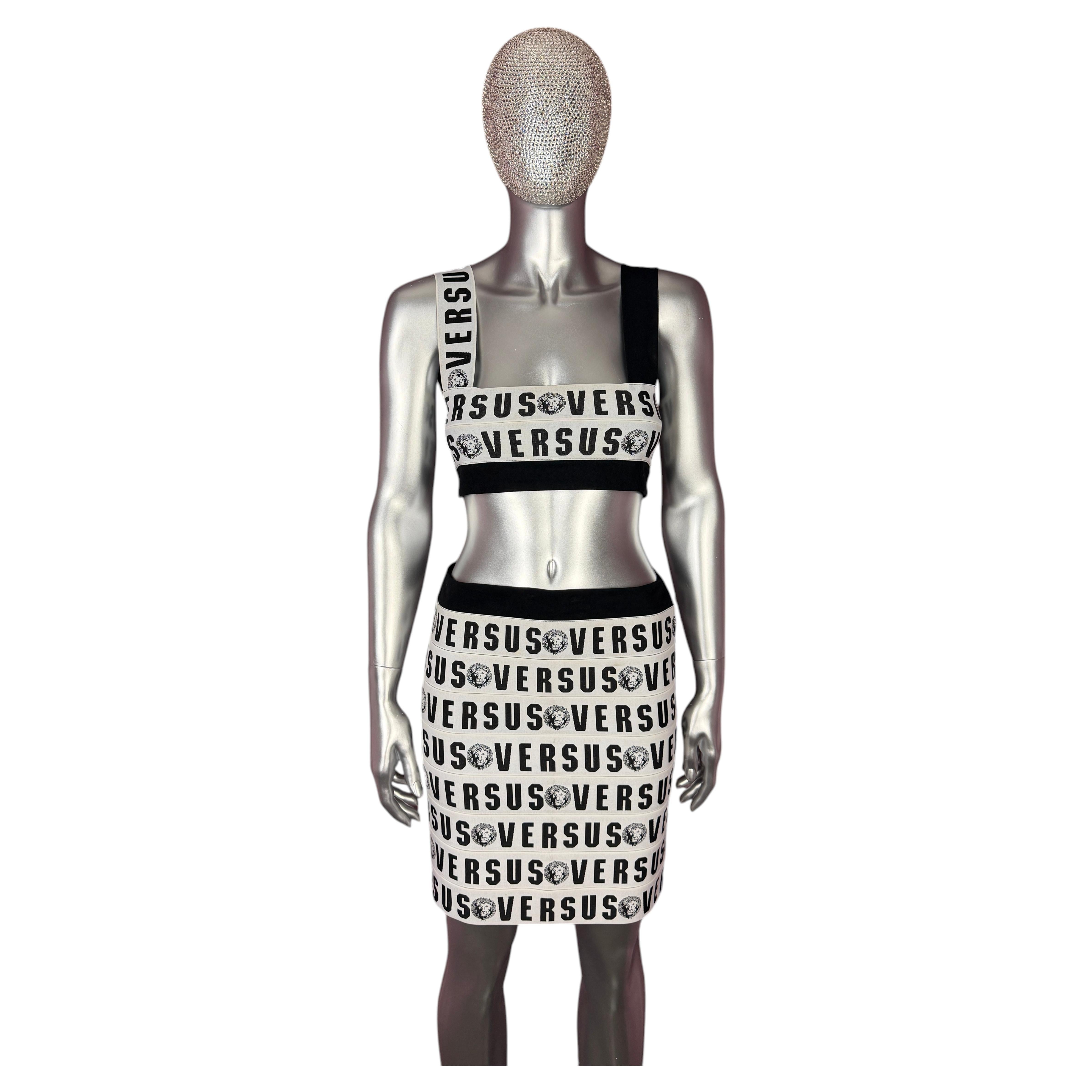Versus Versace Branded Logo Bandage Bra Top and Skirt 2015 Set For Sale
