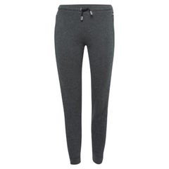 Versace Pantalon de jogging en coton gris avec fermeture éclair et logo XS
