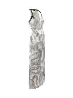 Versus Versace Grey Silk Abstract Maxi Dress Size M