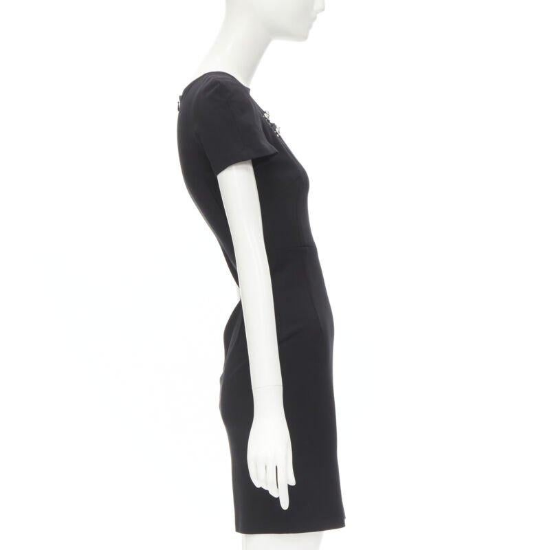 VERSUS VERSACE Lionhead punk safety pin slash slit dress IT38 XS In Excellent Condition For Sale In Hong Kong, NT