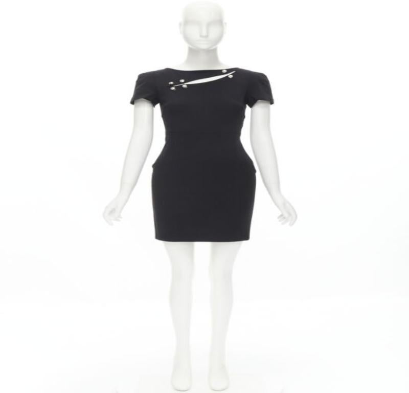 VERSUS VERSACE Lionhead punk safety pin slash slit dress IT38 XS For Sale 4