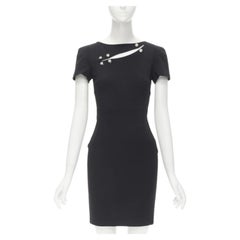 VERSUS VERSACE Lionhead punk safety pin slash slit dress IT38 XS