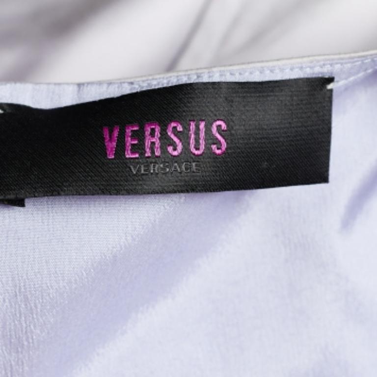 Versus Versace Pale Lilac Cotton Pleated Dress S In Good Condition For Sale In Dubai, Al Qouz 2