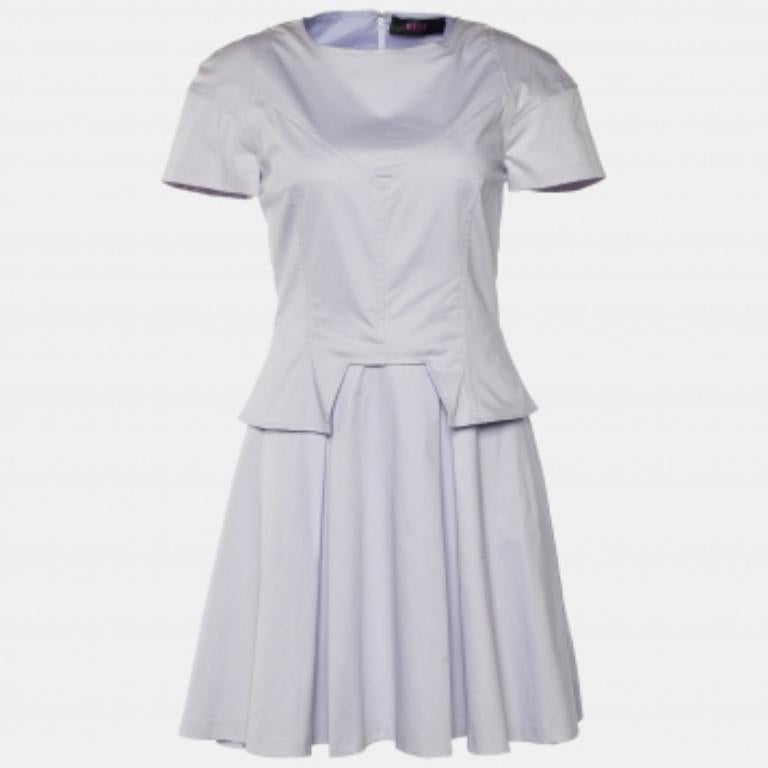 Versus Versace Pale Lilac Cotton Pleated Dress S For Sale 1