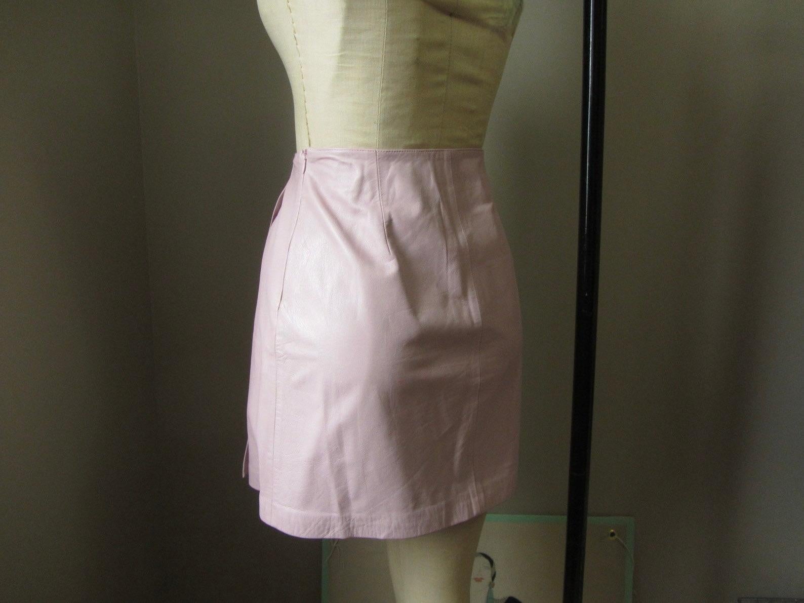 Versus Versace Pink Leather Mini Skirt For Sale 1