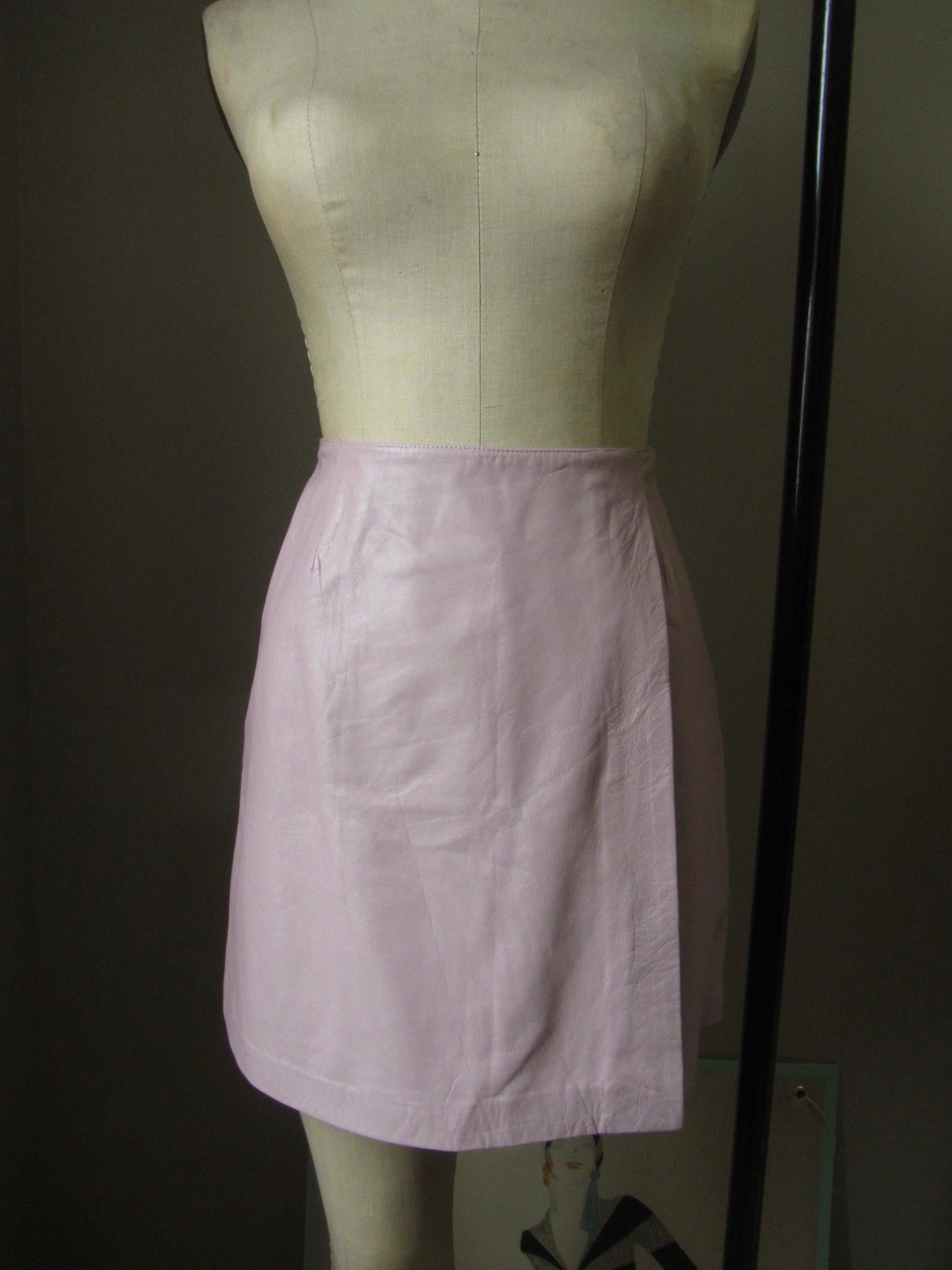 Versus Versace Pink Leather Mini Skirt For Sale 1