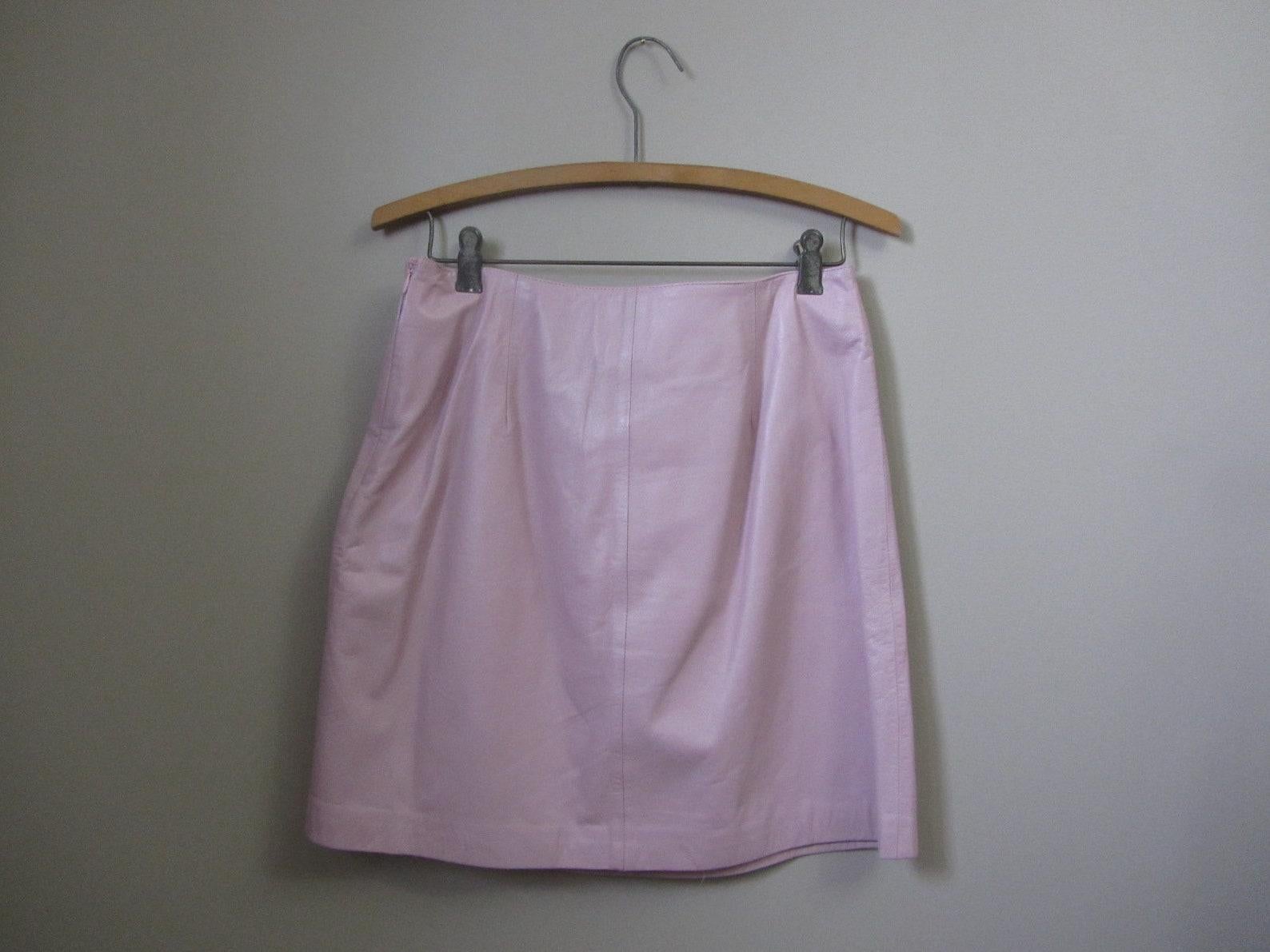 Versus Versace Pink Leather Mini Skirt For Sale 5