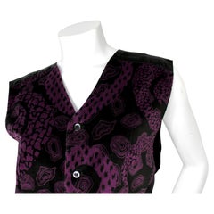 Versus Versace Purple & Black Print Velvet Vest circa 1990s