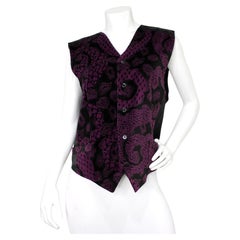 Versus Versace Purple & Black Print Velvet Vest circa 1990s
