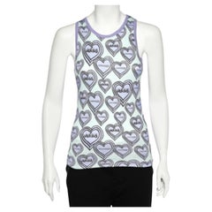 Versus Versace Purple & Green Heart Printed Knit Tank Top S