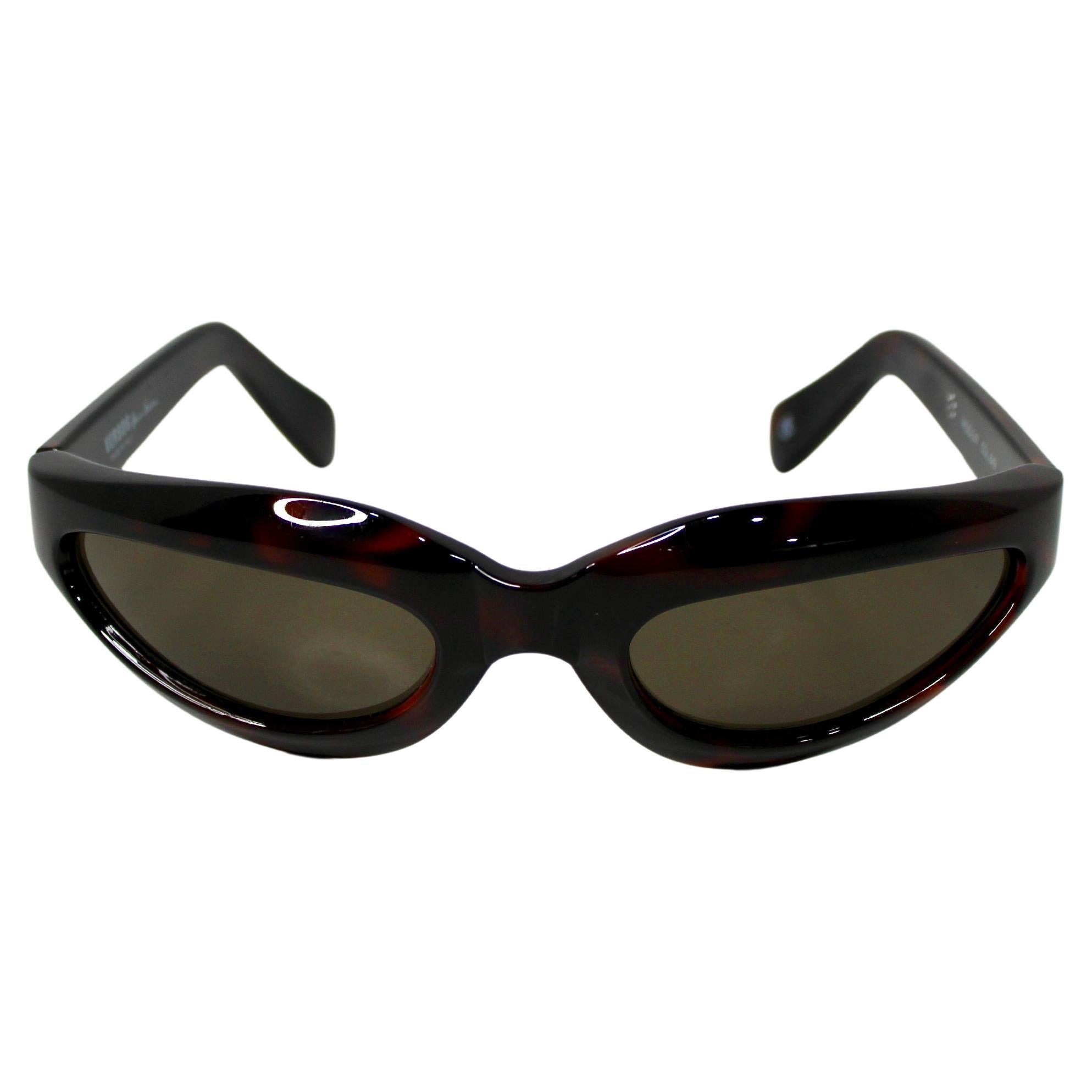 Pre-owned Versus Versace Tortoise Cat Eye Goggle Style Vintage Sunglasses In Black