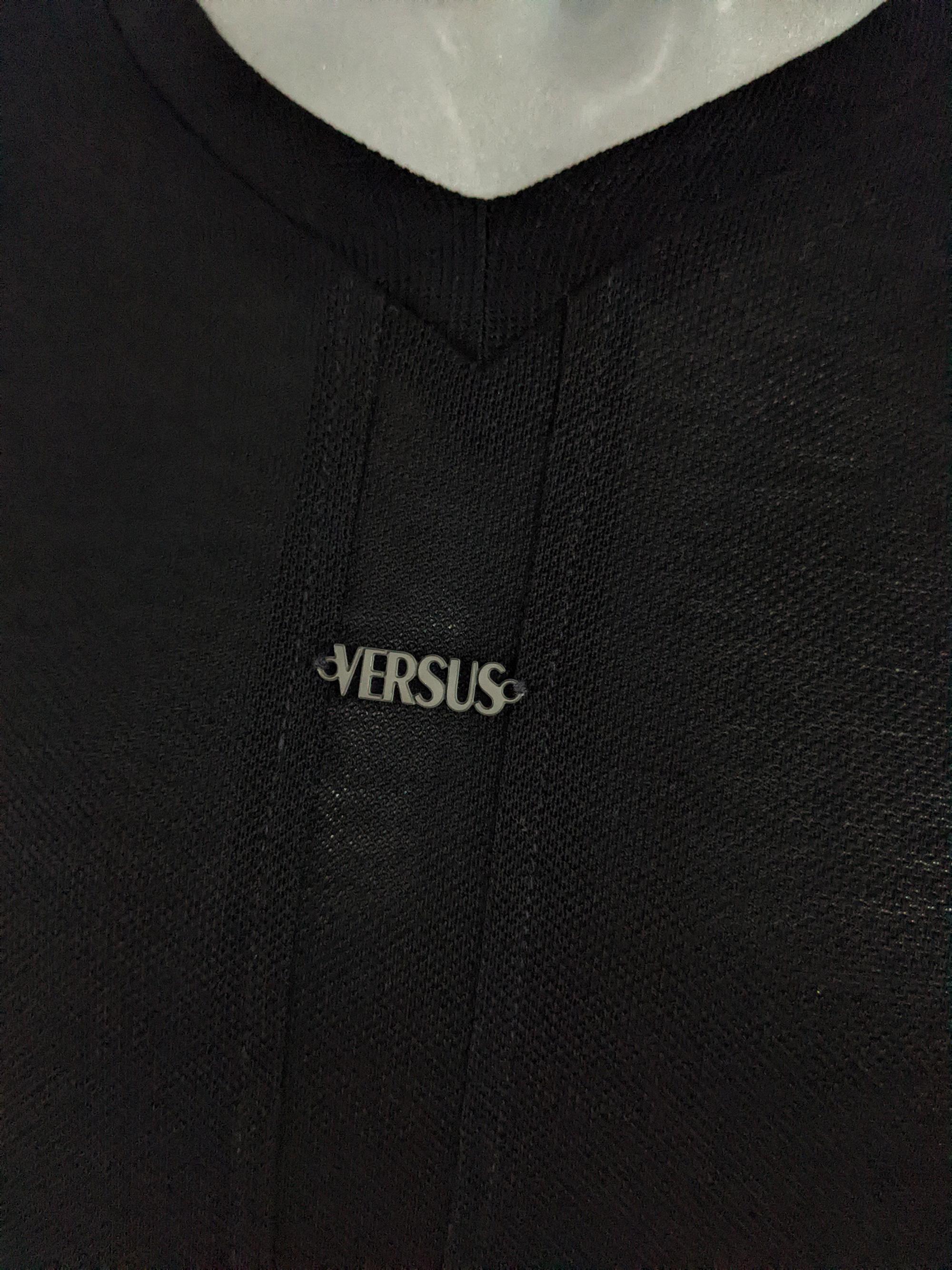 Versus Versace Vintage 2000s Black Mesh Shirt Long Sleeve Top Y2K Party Shirt For Sale 2