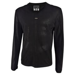 Versus Versace Vintage 2000s Black Mesh Shirt Long Sleeve Top Y2K Party Shirt