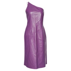 Versus Versace Vintage Purple Chain Detail Leather Dress M