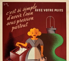 Original Vintage Advertising Poster Pompes Jeumont Water Pumps Modernist Design