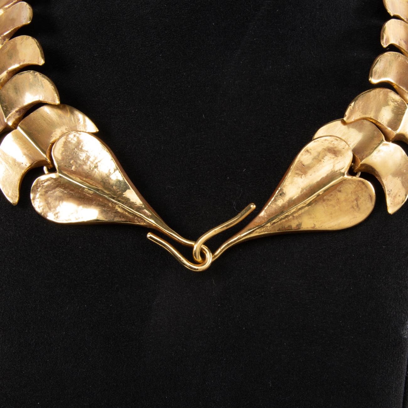 Mid-Century Modern Vertebrae, Gilded Bronze Necklace, Line Vautrin 'France'