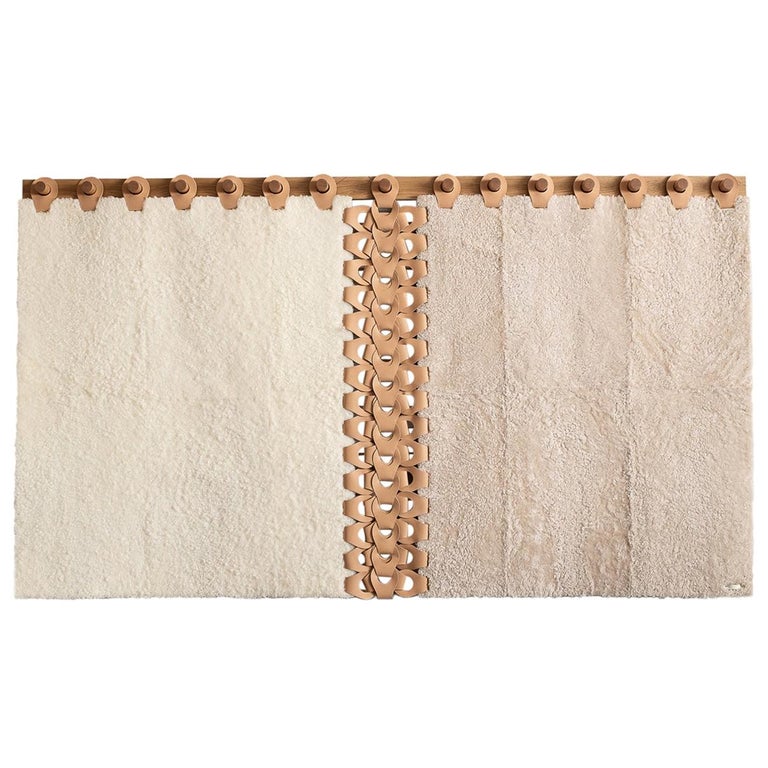 Vertebrae X Headboard Tapestry 72" in Soft Neutrals by Moses Nadel For Sale