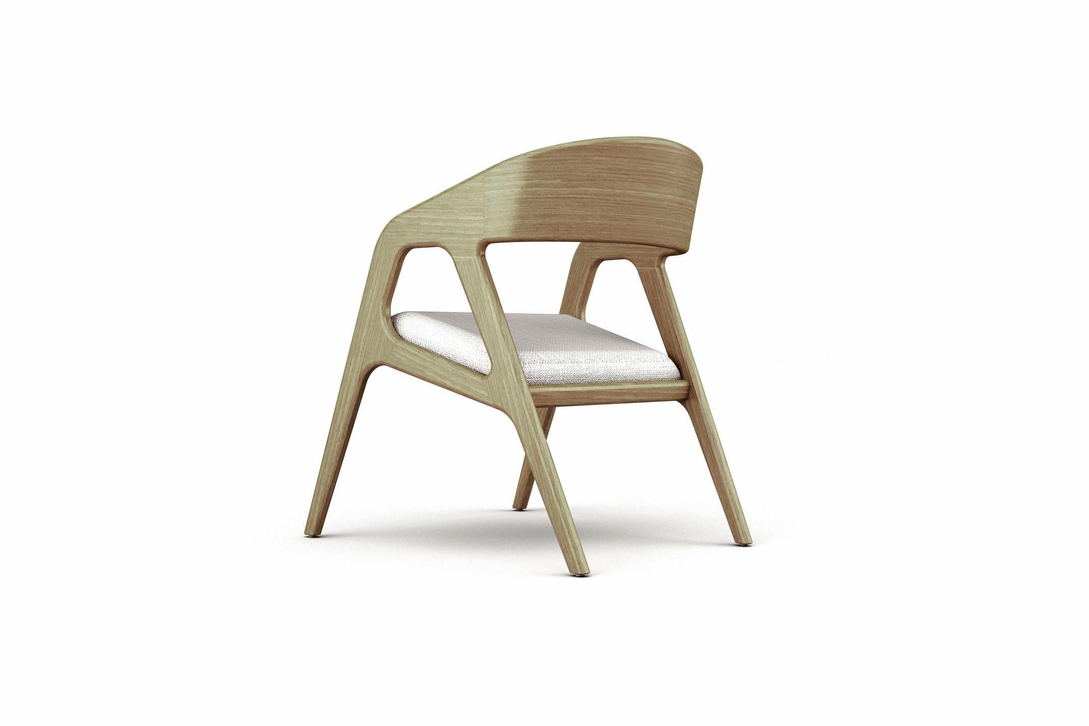 European Vertex Armchair, Modern and Minimalistic Oak Armchair with Upholstered Seat For Sale