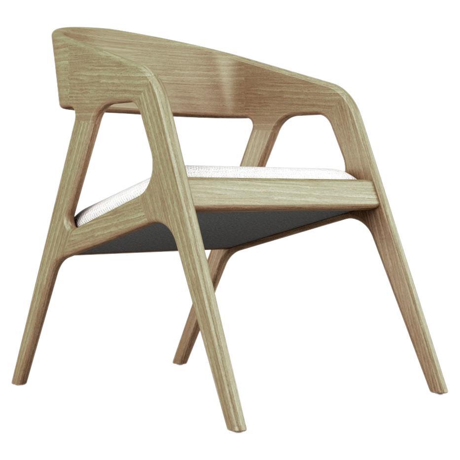 Fauteuil Vertex, fauteuil moderne et minimaliste en chêne avec assise rembourrée
