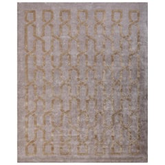 VERTEX Tappeto in seta geometrica Modern Color Oro, trapuntato a mano da mani esperte