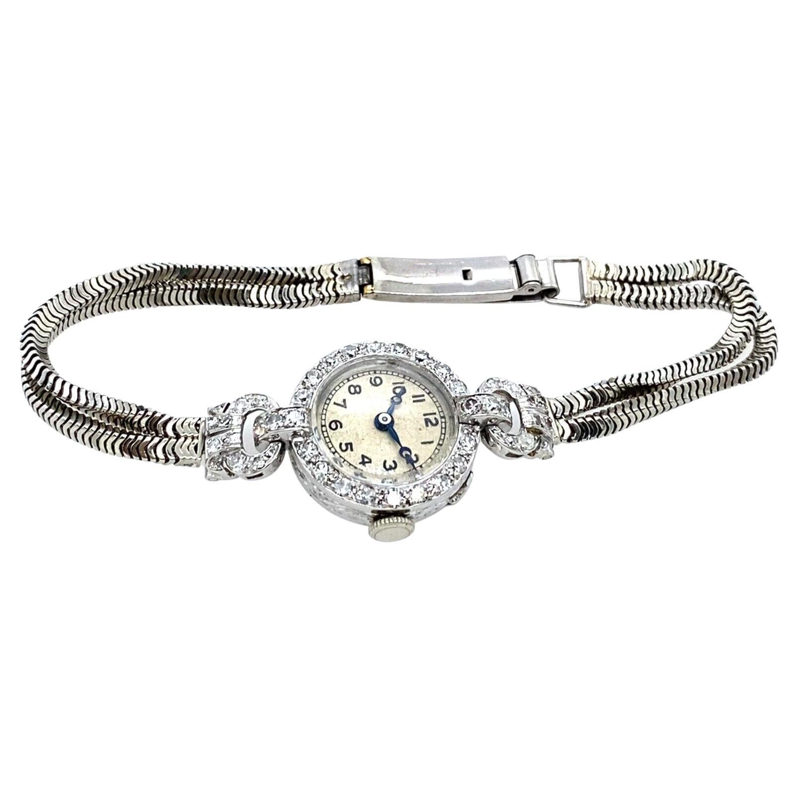 Vertex-Supreme Uhr in Platingehäuse & 9ct Weißgold 2 Reihen Armband & Diamanten