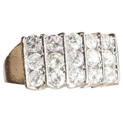 Vintage Vertical 5-Row Diamond Ring In 14K White Gold, 1.80 TCW