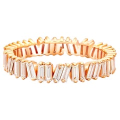 Vertikaler Baguette Moissanit Ehering 14k Gold Eternity-Ring