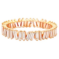 Vertikaler Baguette Moissanit Ehering 14k Gold Eternity-Ring