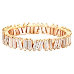 Vertikaler Baguette Moissanit Ehering 14k Gold Eternity-Ring