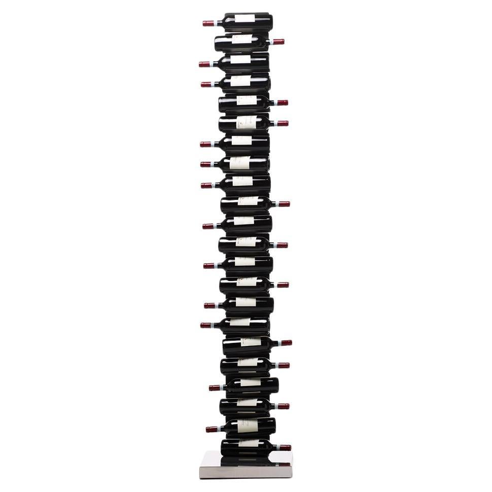 Vertical bottle rack Opinion Ciatti Ptolomeo Vino 213 Bruno Rainaldi Black/Inox For Sale