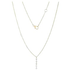 0.55ct Diamond Vertical Chain 14K Gold Drop Pendant Necklace