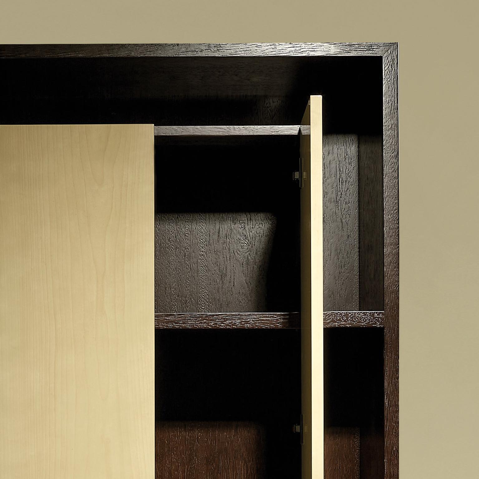 Vertical Contemporary and Customizable Cabinet in Wengé and Sycamore  For Sale 7