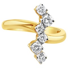 Vertical Diamond Cocktail Ring .75cttw 14k Yellow Gold