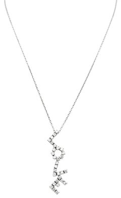 Vertical Diamond 'Love' Design Pendant Necklace in 14 Karat White Gold