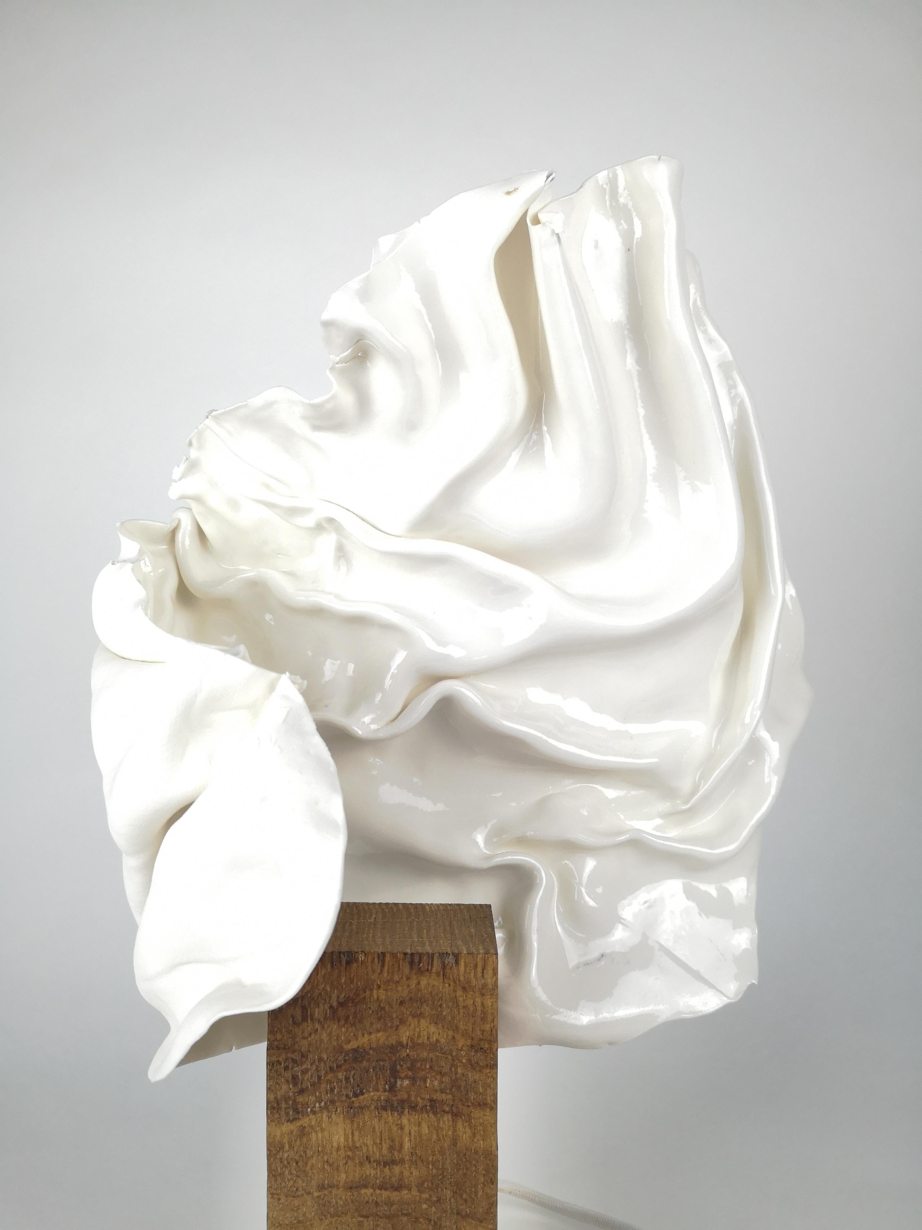 French Vertical Elightened Drapery Sculpture by Dora Stanczel For Sale