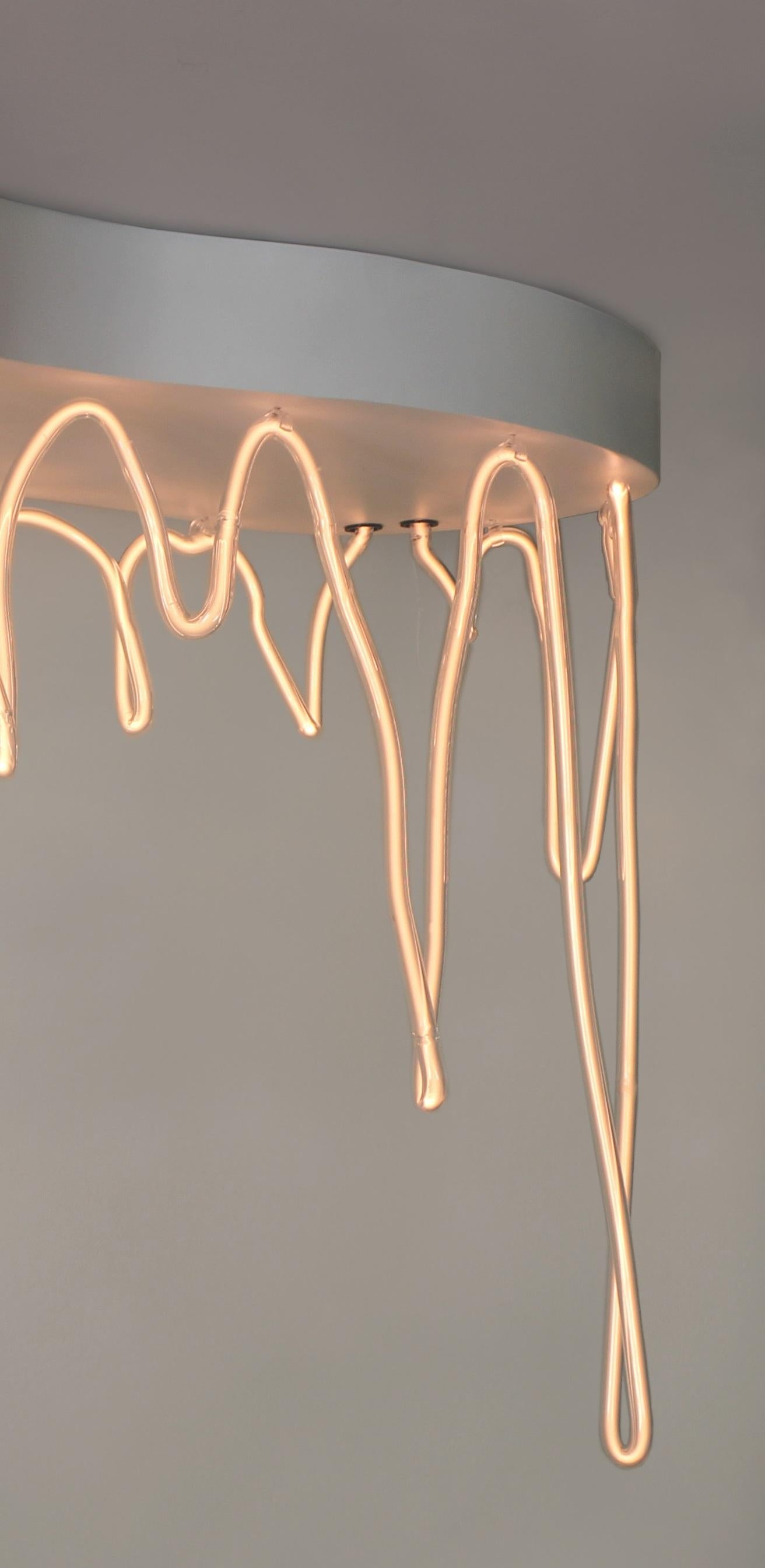 Vertical Fractal Helium Chandelier in Glass, Metal & Helium by Dace Sūna In New Condition For Sale In Geneve, CH