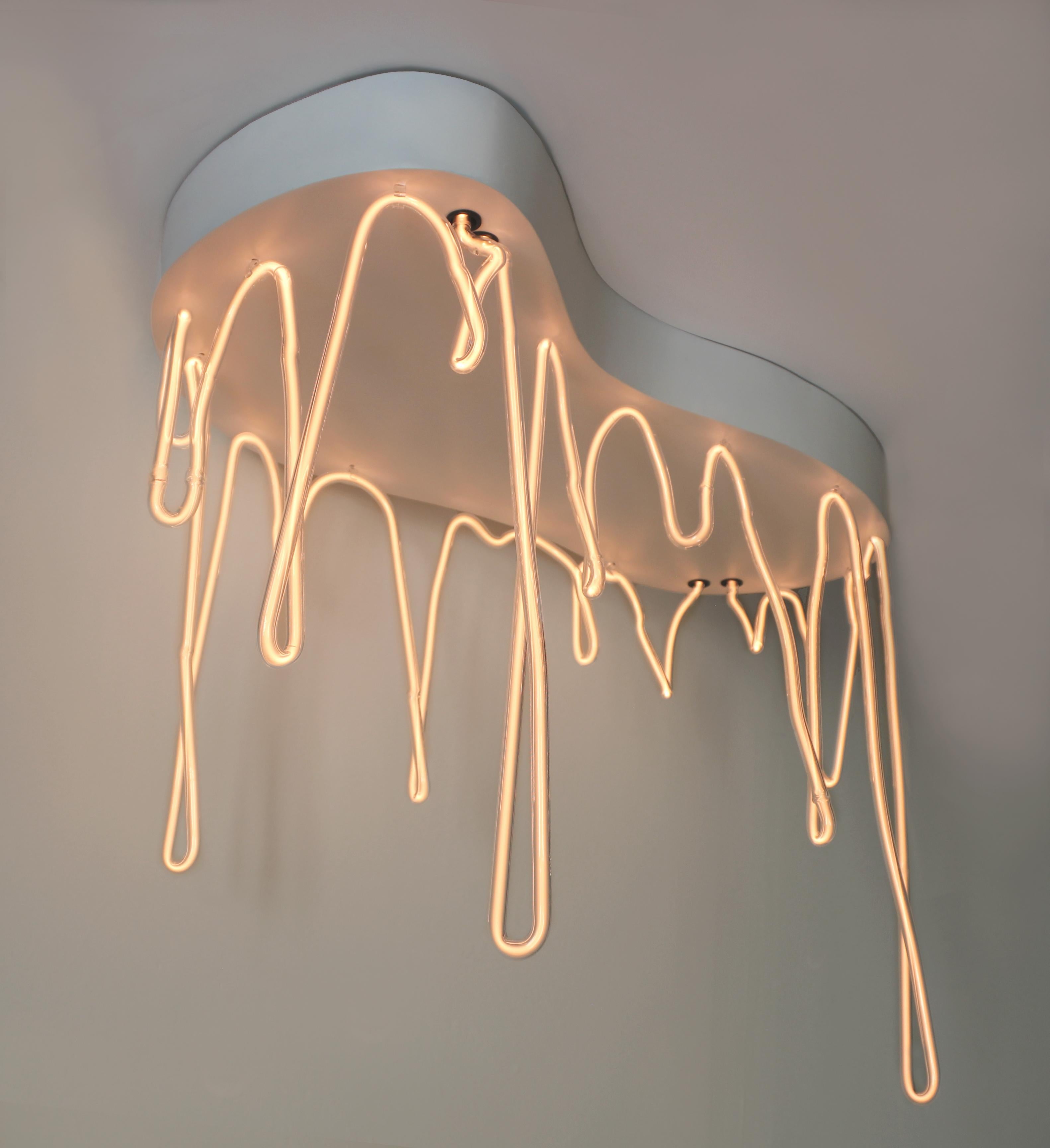 Contemporary Vertical Fractal Helium Chandelier in Glass, Metal & Helium by Dace Sūna For Sale