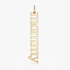 Collar Colgante Vertical Mamá Oro Amarillo 14K