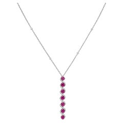 Collana con diamante naturale rubino a disposizione verticale in oro massiccio 14k (certificata)