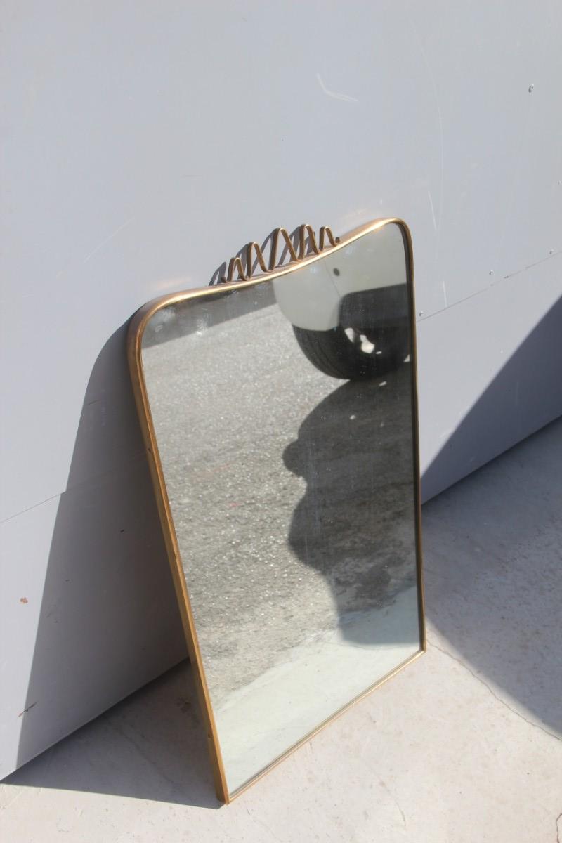 Mid-20th Century Vertical Shape Mirror Mid-Century Modern Italian Design 1950s Brass Frame