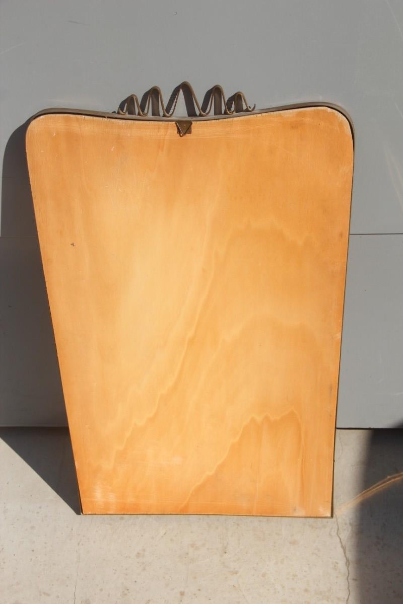 Vertical Shape Mirror Mid-Century Modern Italian Design 1950s Brass Frame 4