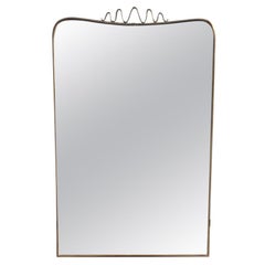 Vertical Shape Mirror Mid-Century Modern Italian Design 1950s Brass Frame